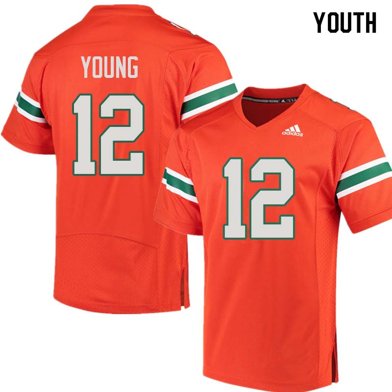 Youth Miami Hurricanes #12 Malek Young College Football Jerseys Sale-Orange - Click Image to Close
